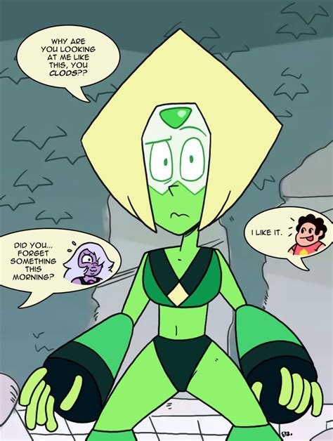 Peridot (specifically Peridot Facet-2F5L Cut-5XG) is an Era 2 Peridot and a member of the Crystal Gems who made her debut in "Warp Tour".She was originally a Homeworld Gem technician and a certified Kindergartner.After being stranded on Earthfollowing the events of "Jail Break", she acted as a recurring antagonist until establishing a truce with the Crystal Gems in "When It Rains" to help them ...